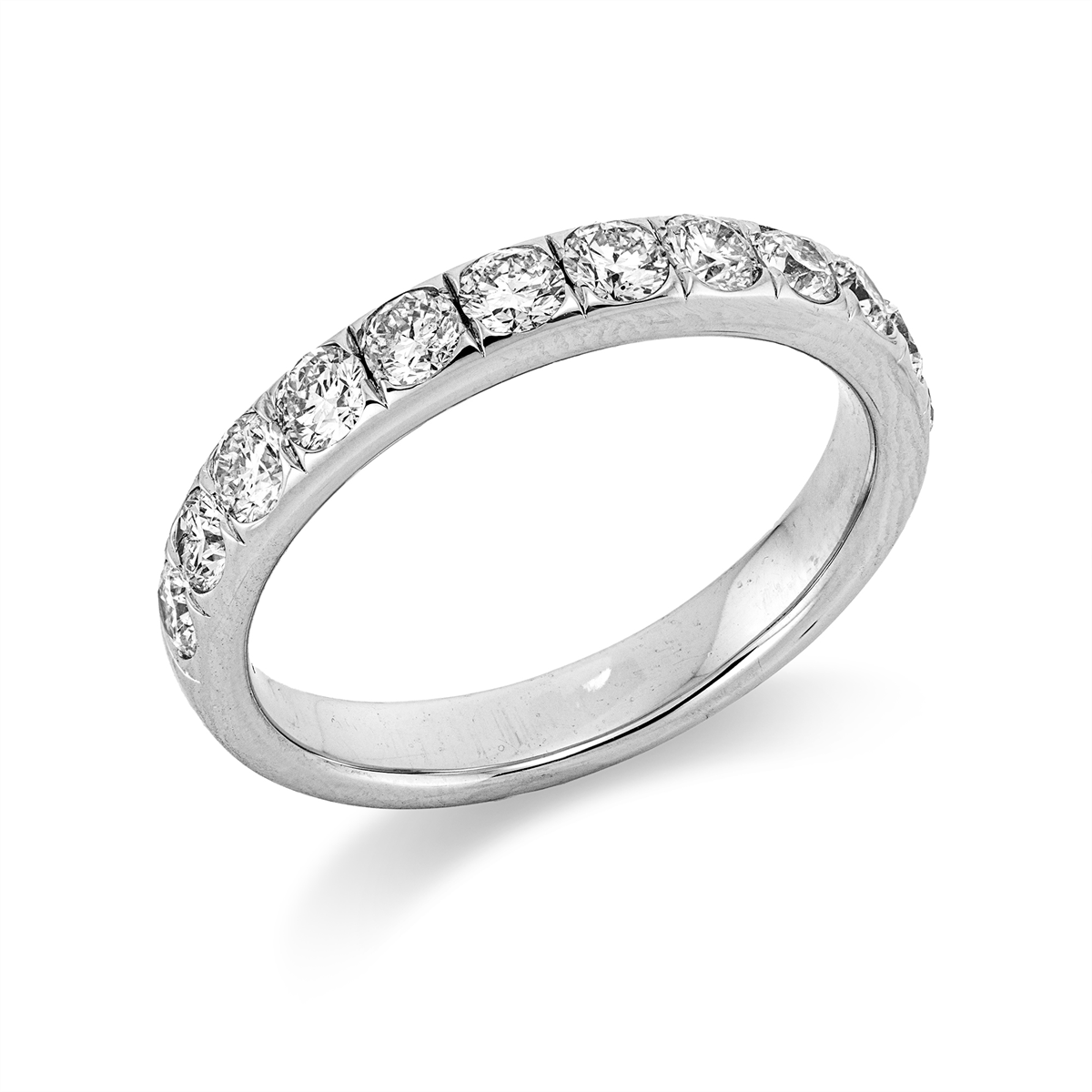 diamond full cut eternity half ring in white gold