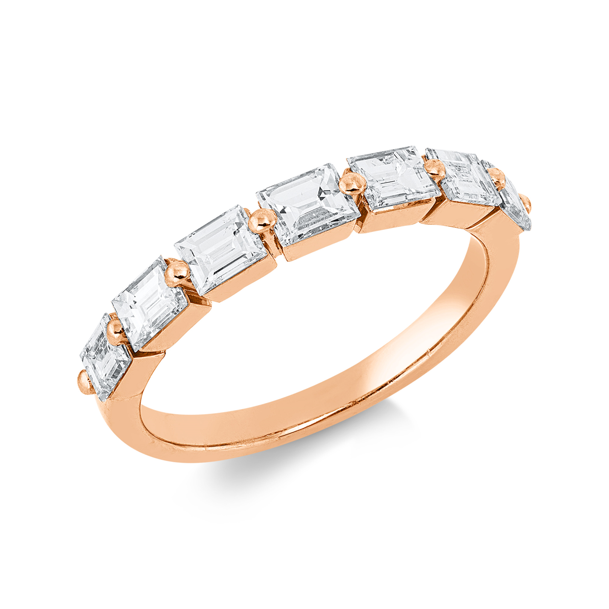 baguette baguette ring in red gold