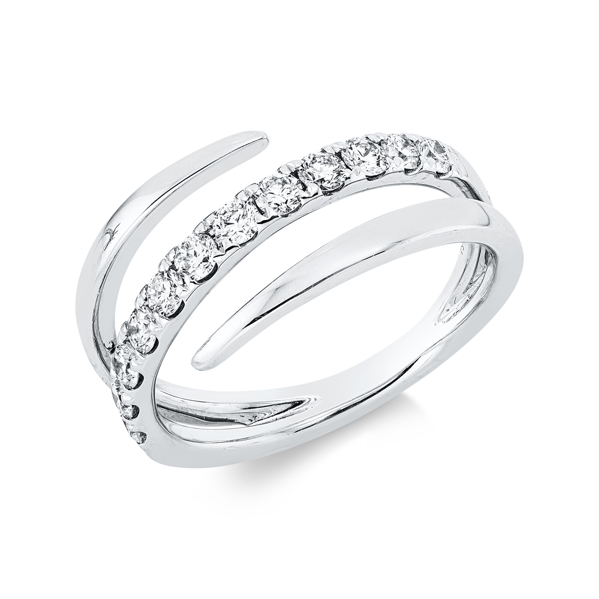 diamond full cut modern woman ring in white gold