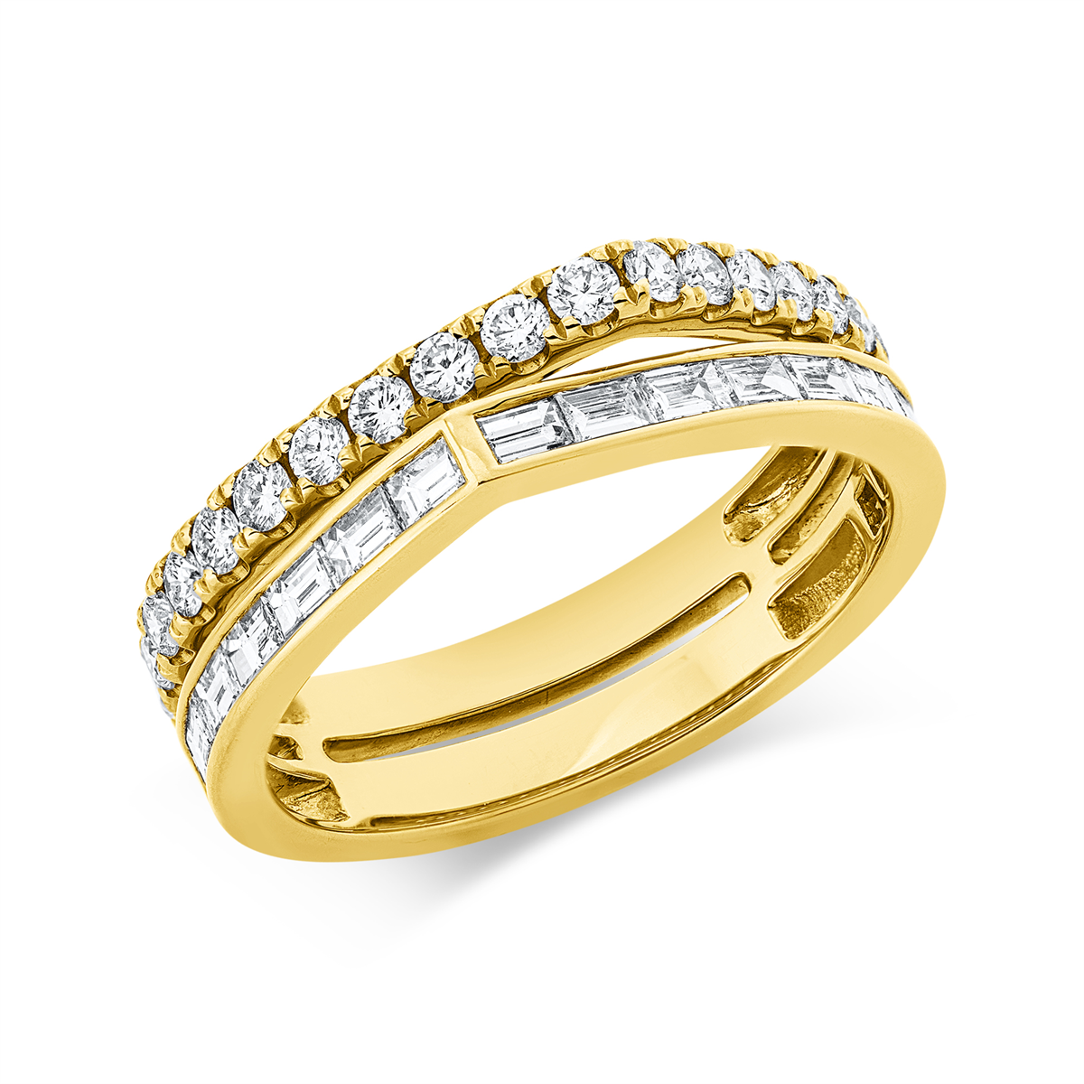 diamond full cut modern woman ring in yellow gold