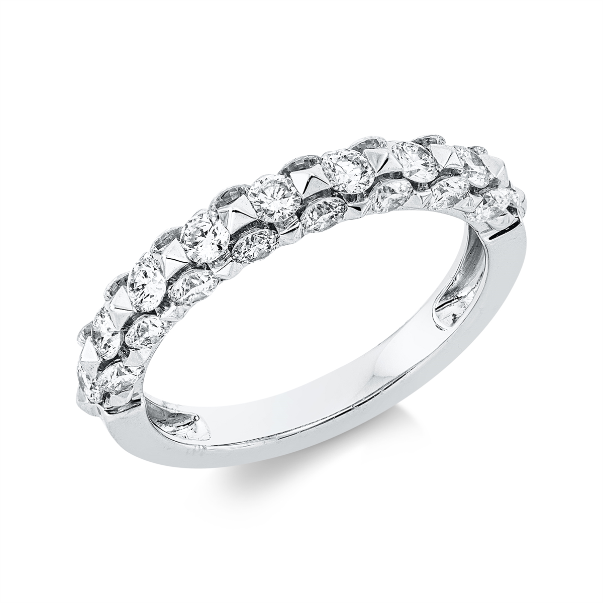 diamond full cut eternity half ring in white gold