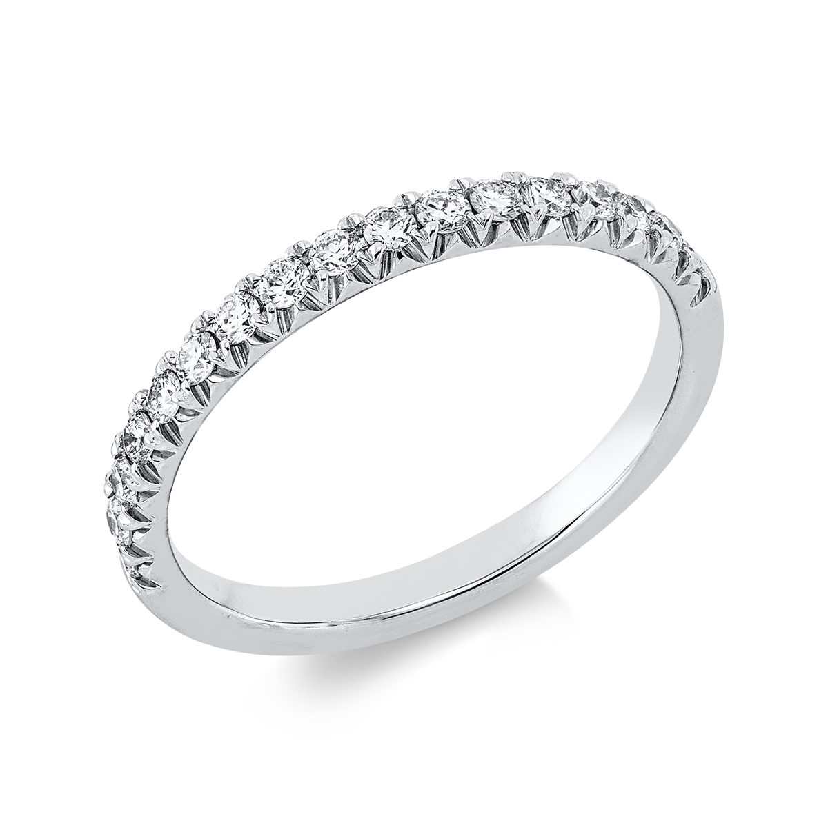 diamond full cut eternity half ring in white gold