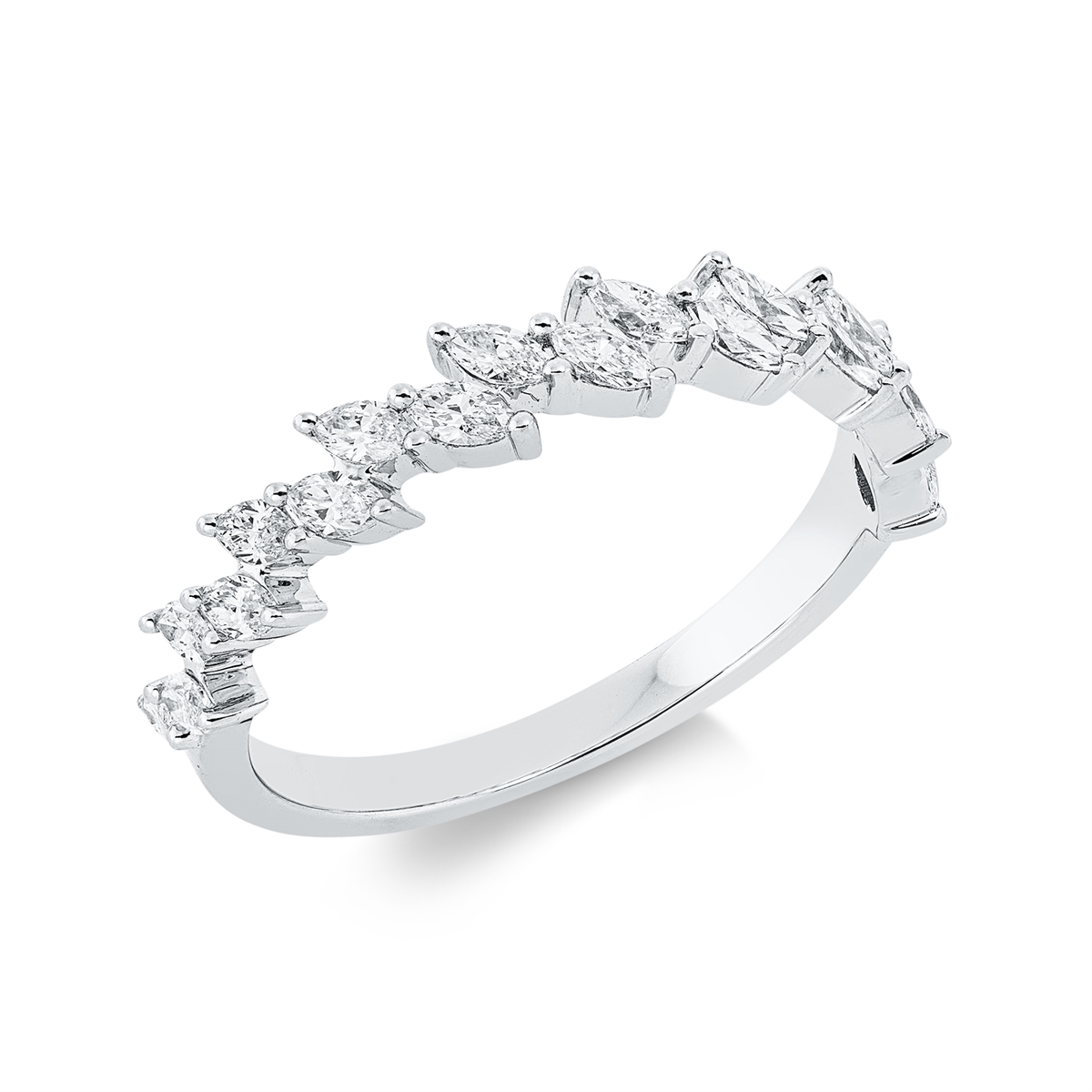 oval modern woman ring in white gold