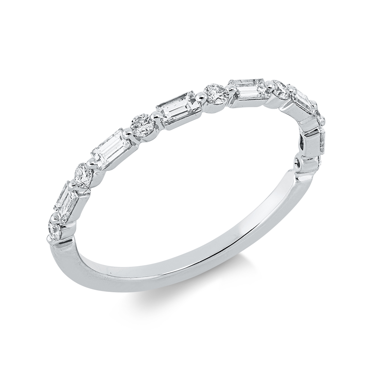 fantasy-cut baguette ring in white gold