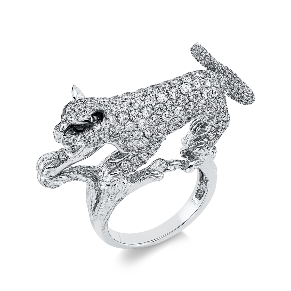 diamond full cut animal ring in white gold