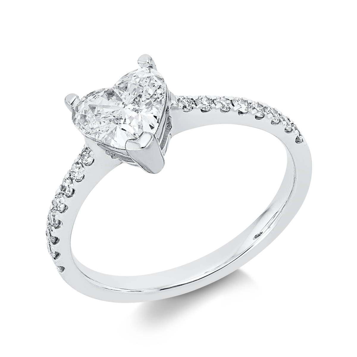 diamond full cut solitaire with accent stones ring in white gold