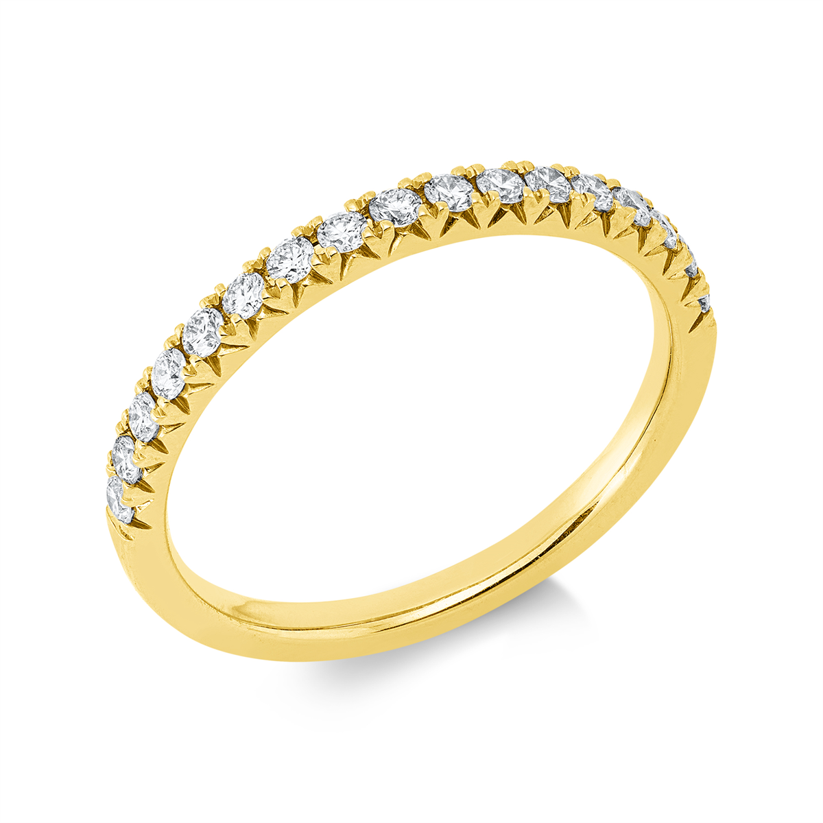 diamond full cut eternity half ring in yellow gold