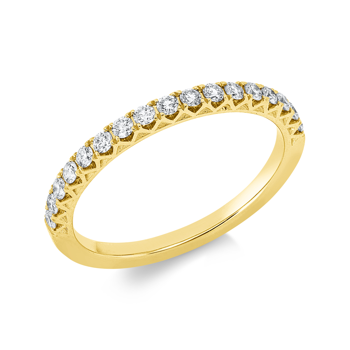 diamond full cut eternity half ring in yellow gold