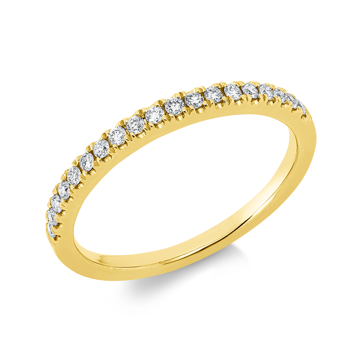diamond full cut eternity half ring in yellow gold