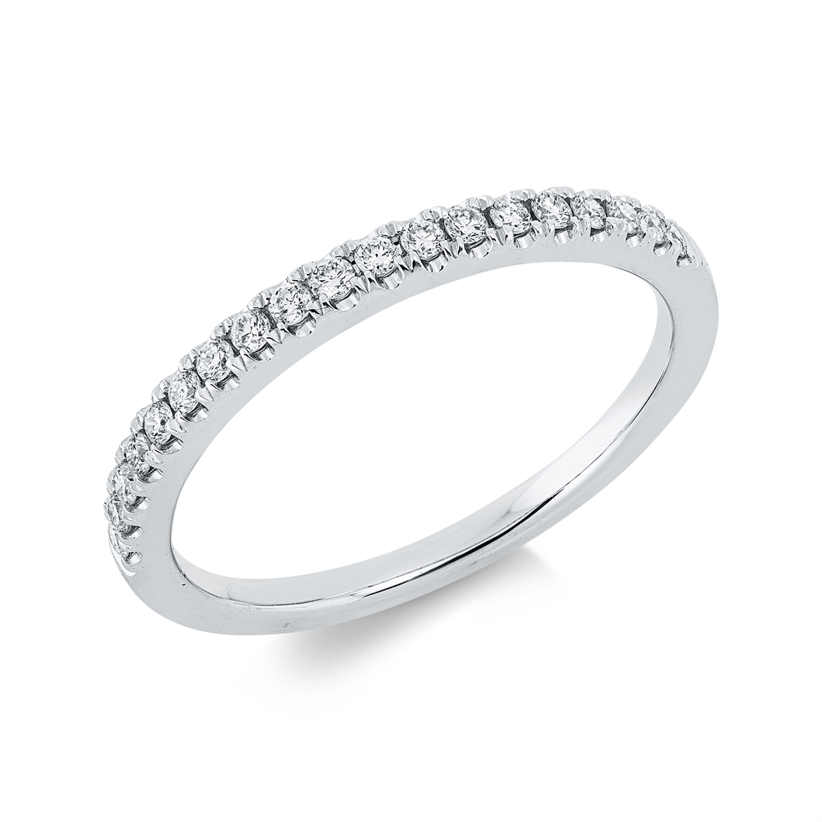 diamond full cut eternity half ring in white gold
