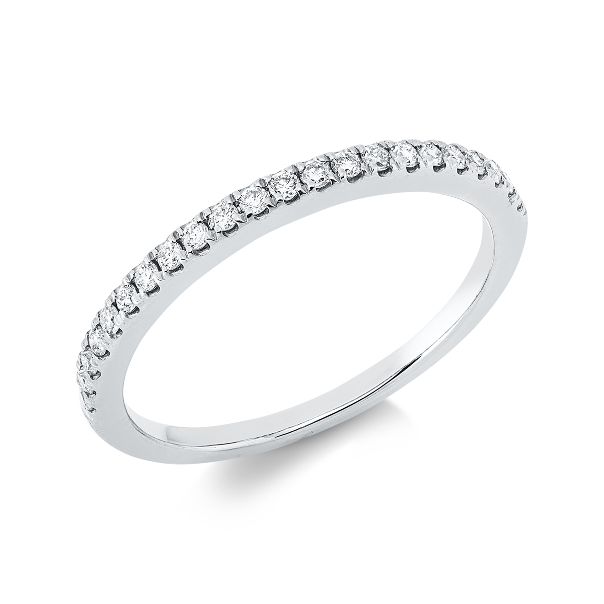 diamond full cut eternity half ring in white gold