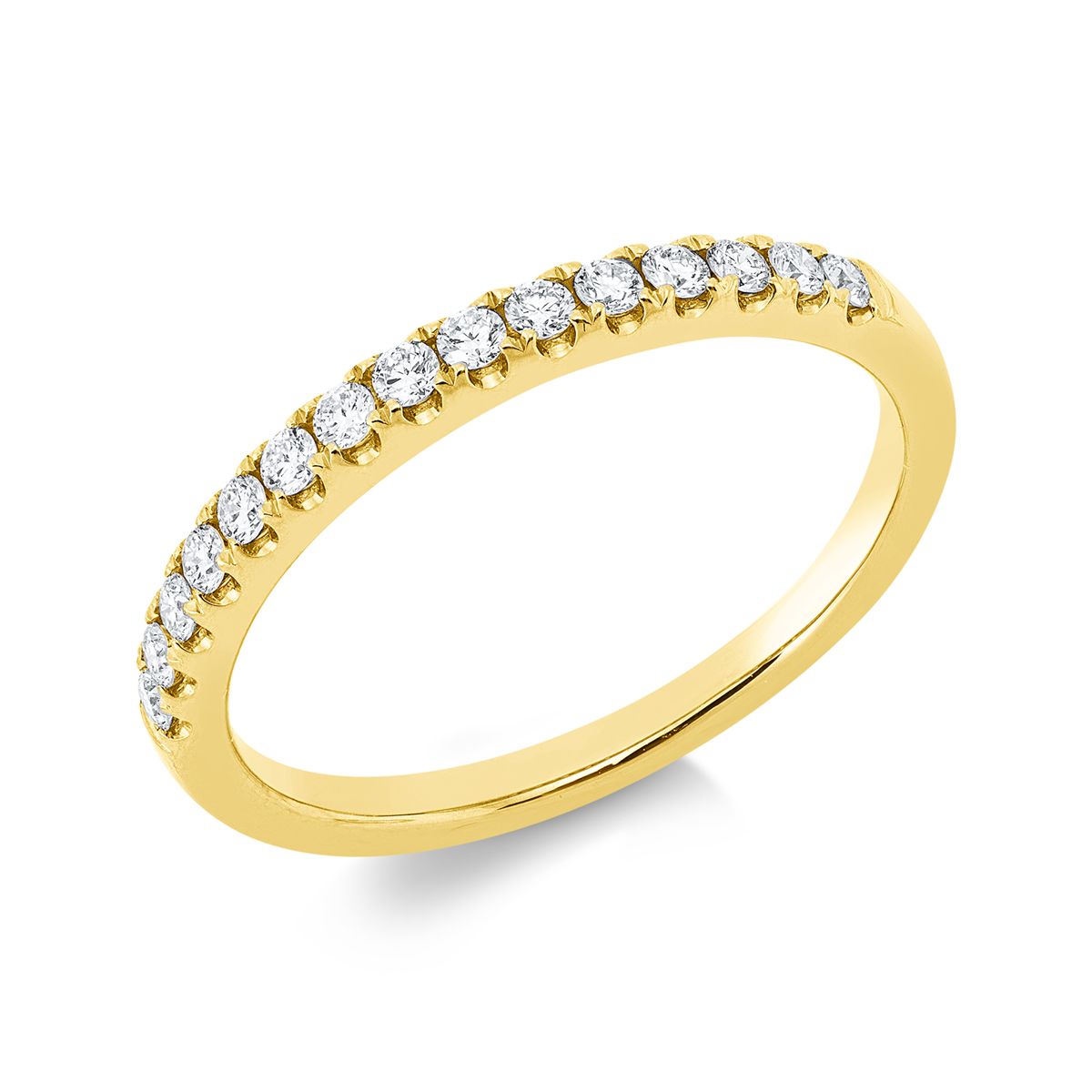 diamond full cut eternity half ring in yellow gold