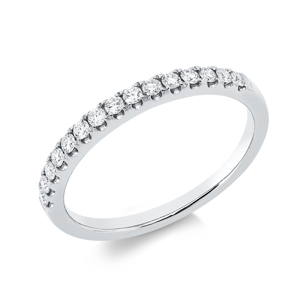 diamond full cut eternity half ring in white gold