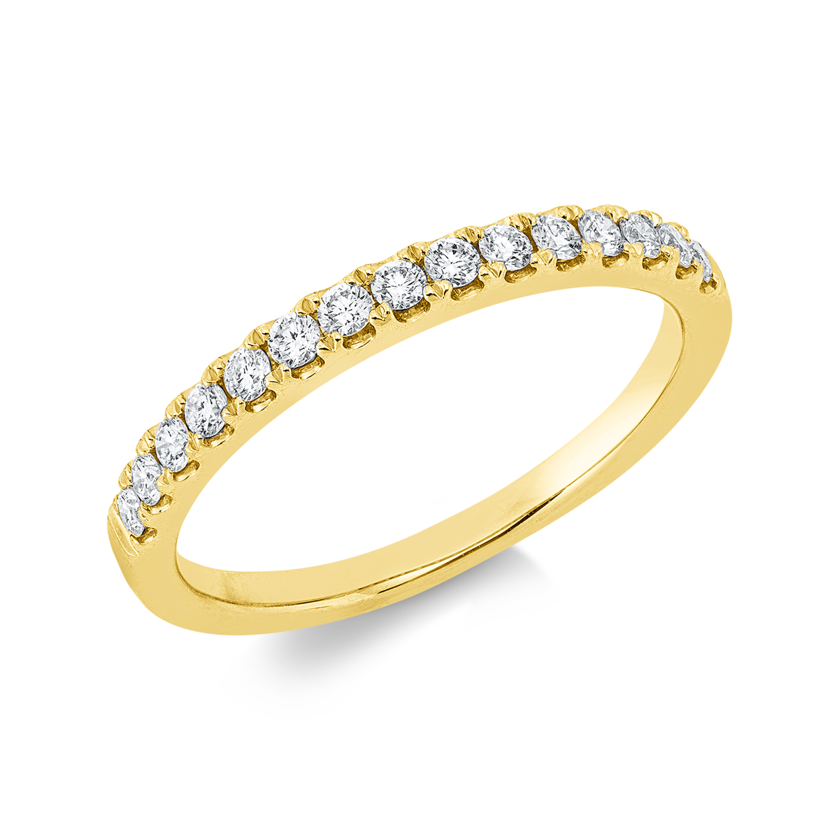diamond full cut eternity half ring in yellow gold
