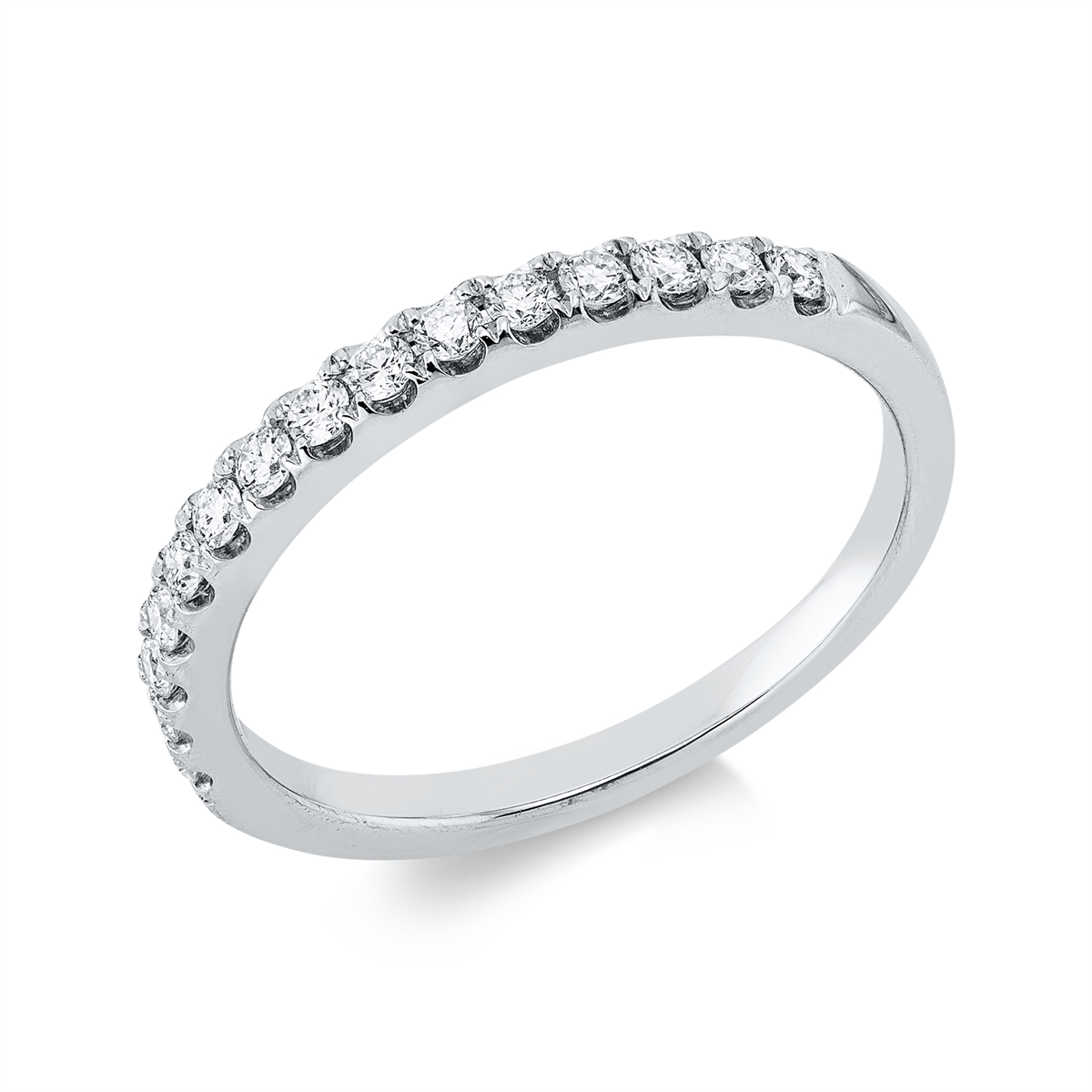 diamond full cut eternity half ring in white gold
