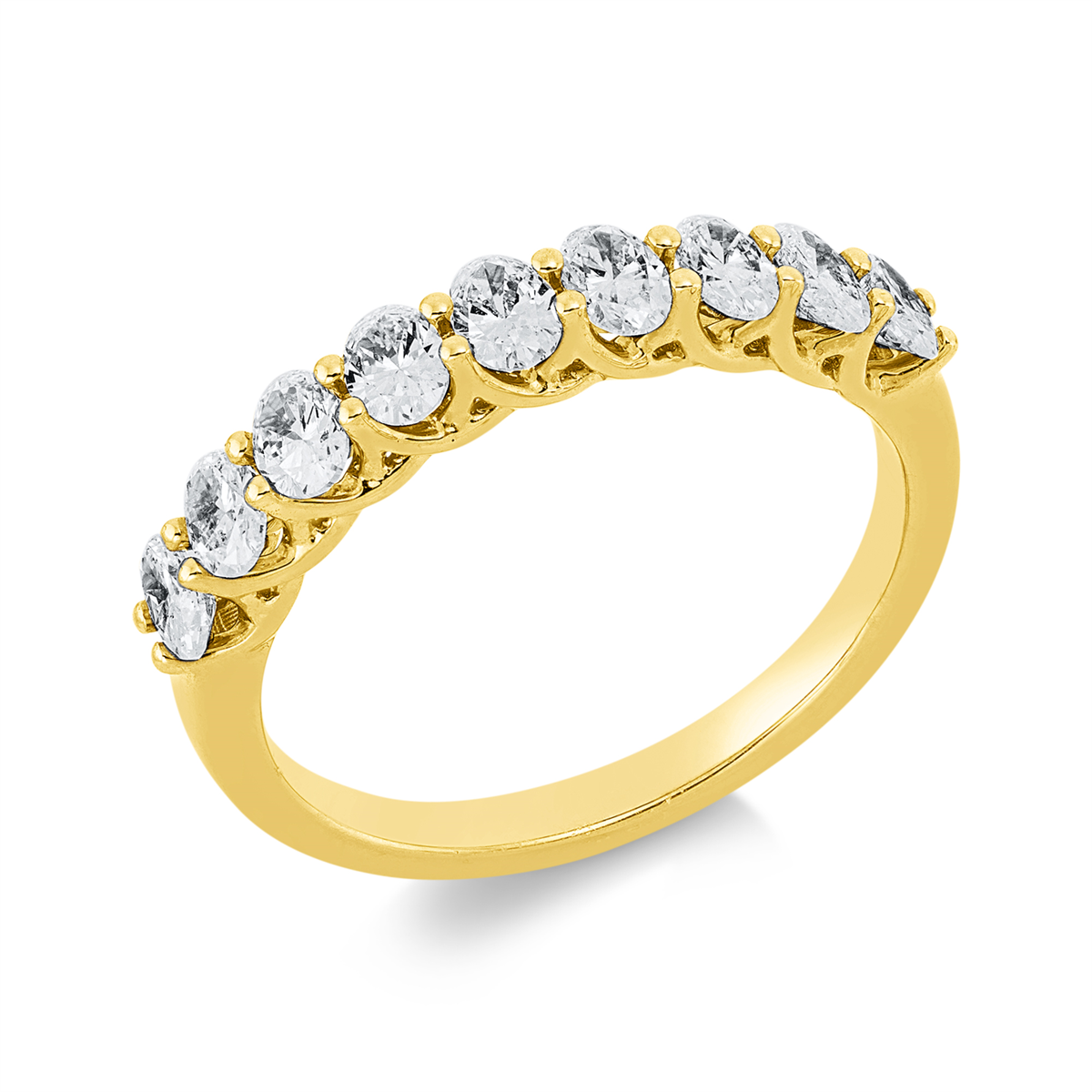 oval eternity half ring in yellow gold