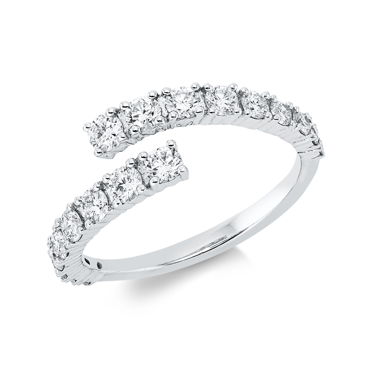 diamond full cut modern woman ring in white gold