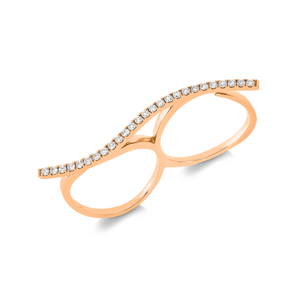 diamond full cut modern woman ring in red gold