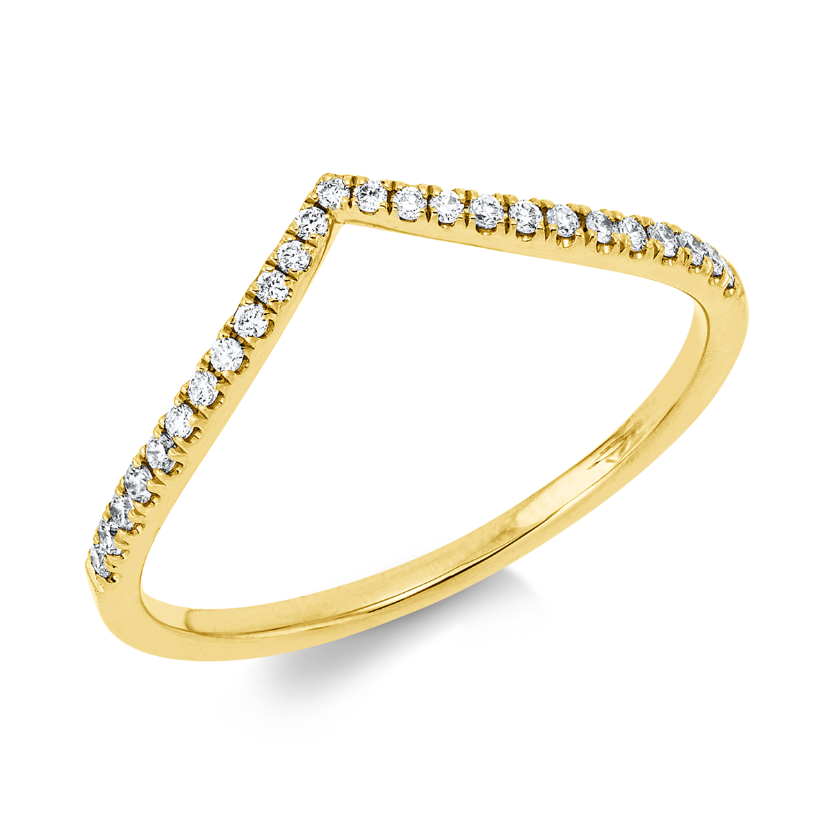 diamond full cut modern woman ring in yellow gold