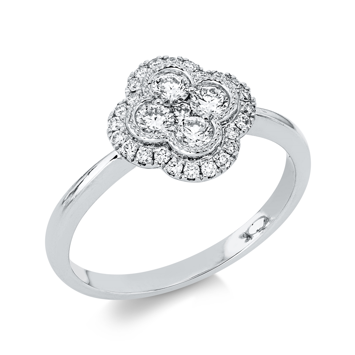 diamond full cut illusion classic ring in white gold
