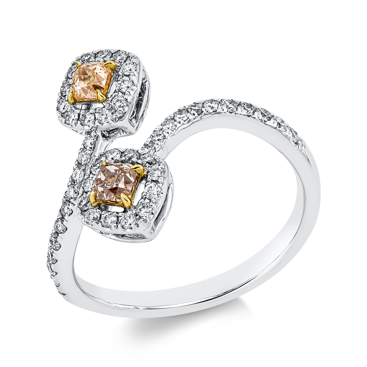 diamond full cut fancy colored diamond ring in white gold / yellow gold
