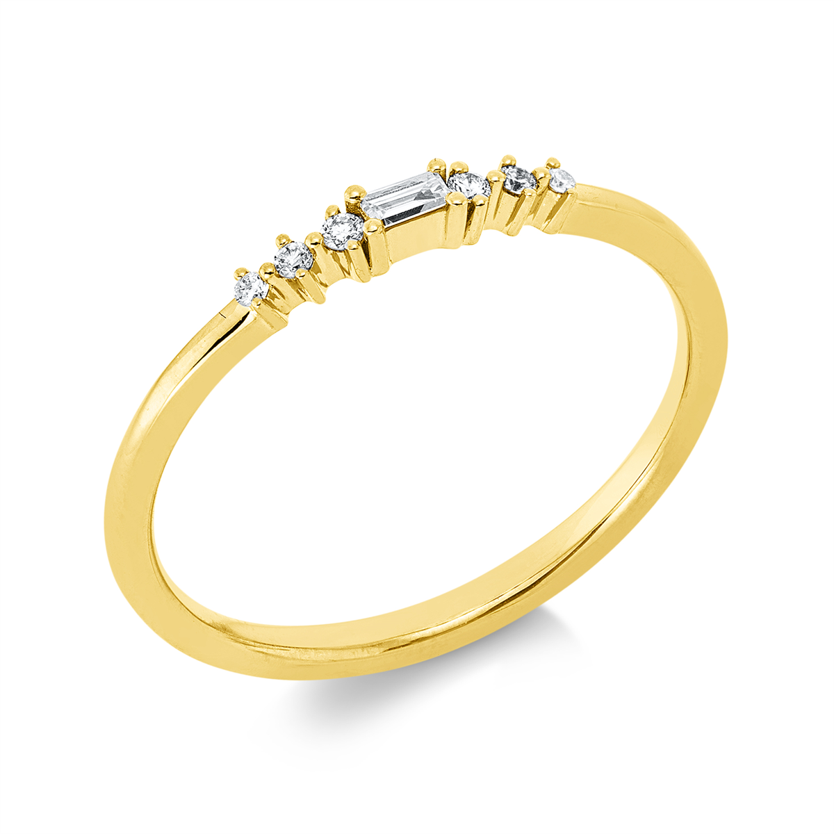 diamond full cut baguette ring in yellow gold