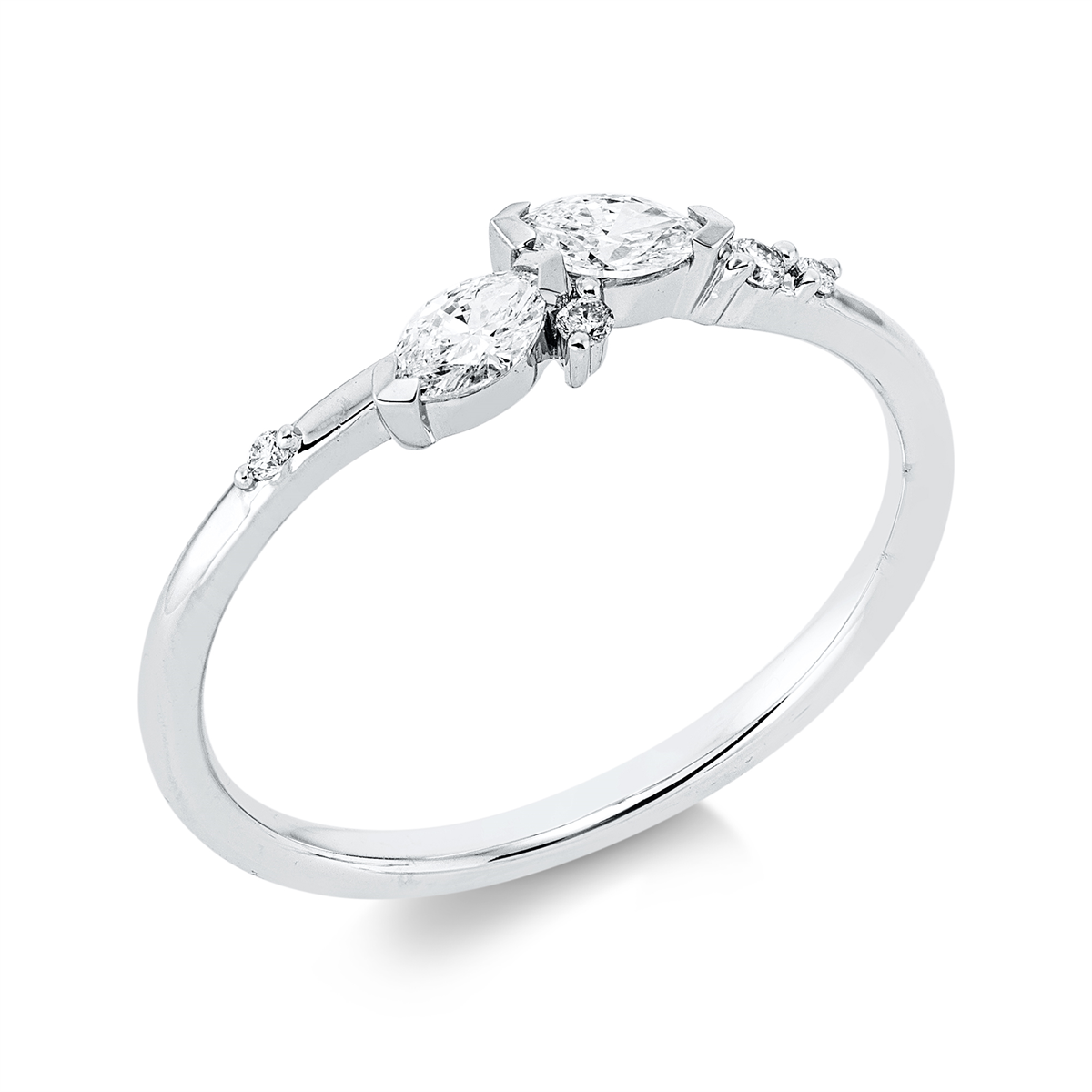 diamond full cut modern woman ring in white gold