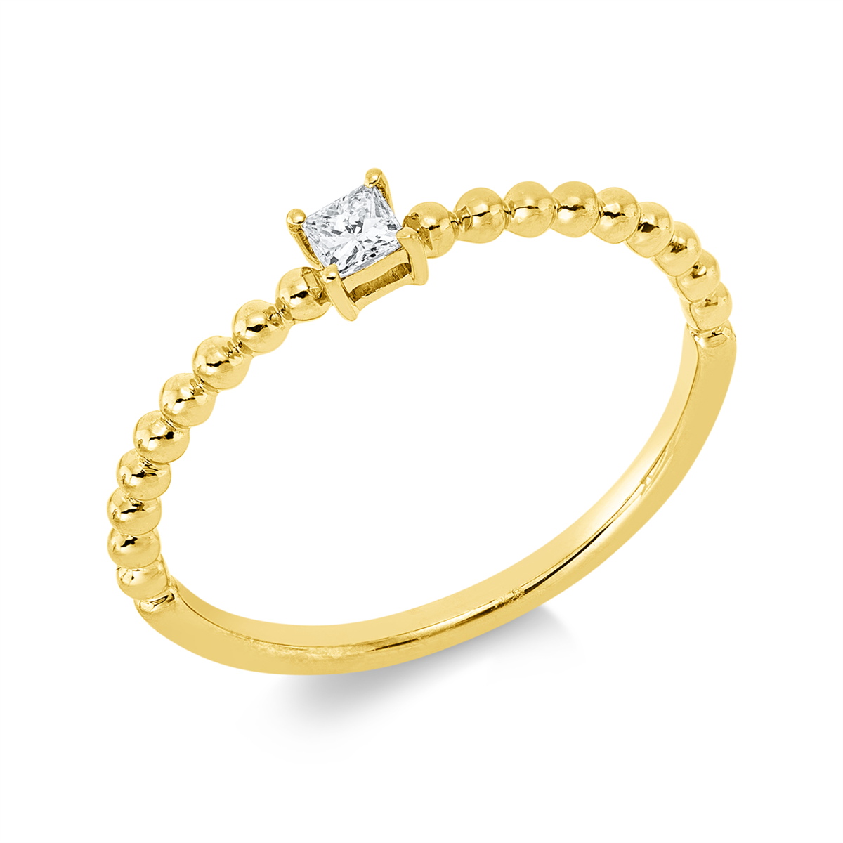 princess baguette ring in yellow gold
