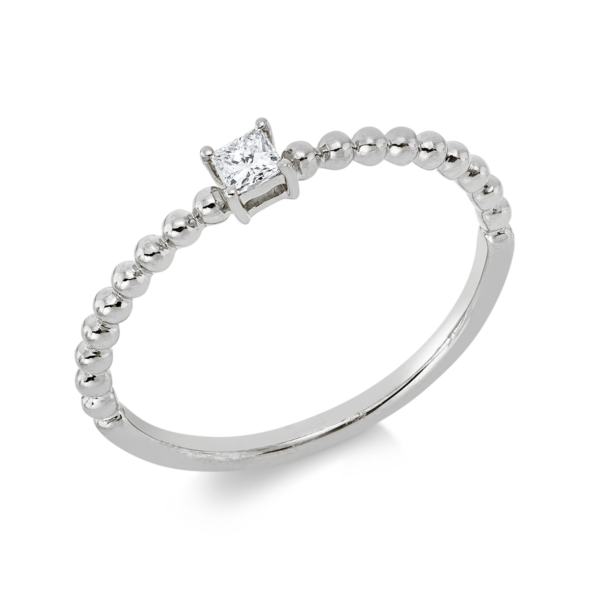 princess baguette ring in white gold