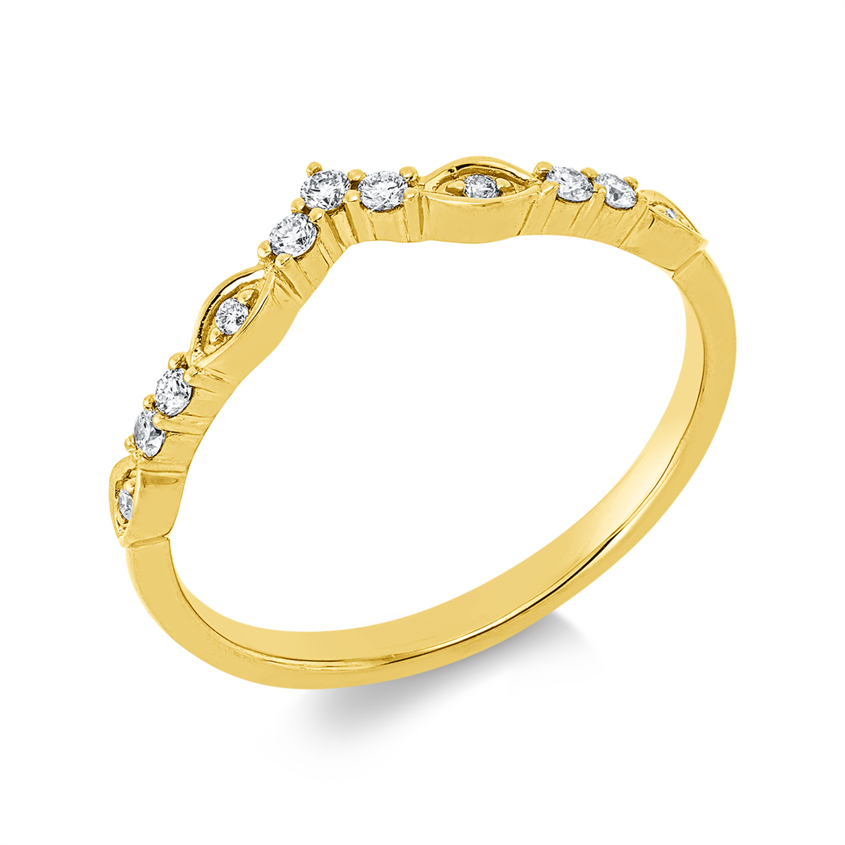 diamond full cut modern woman ring in yellow gold