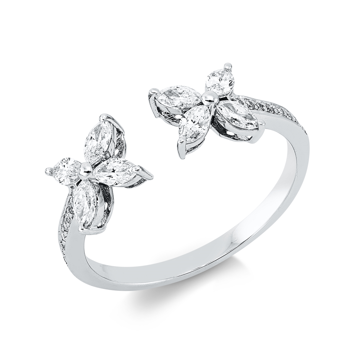 diamond full cut modern woman ring in white gold