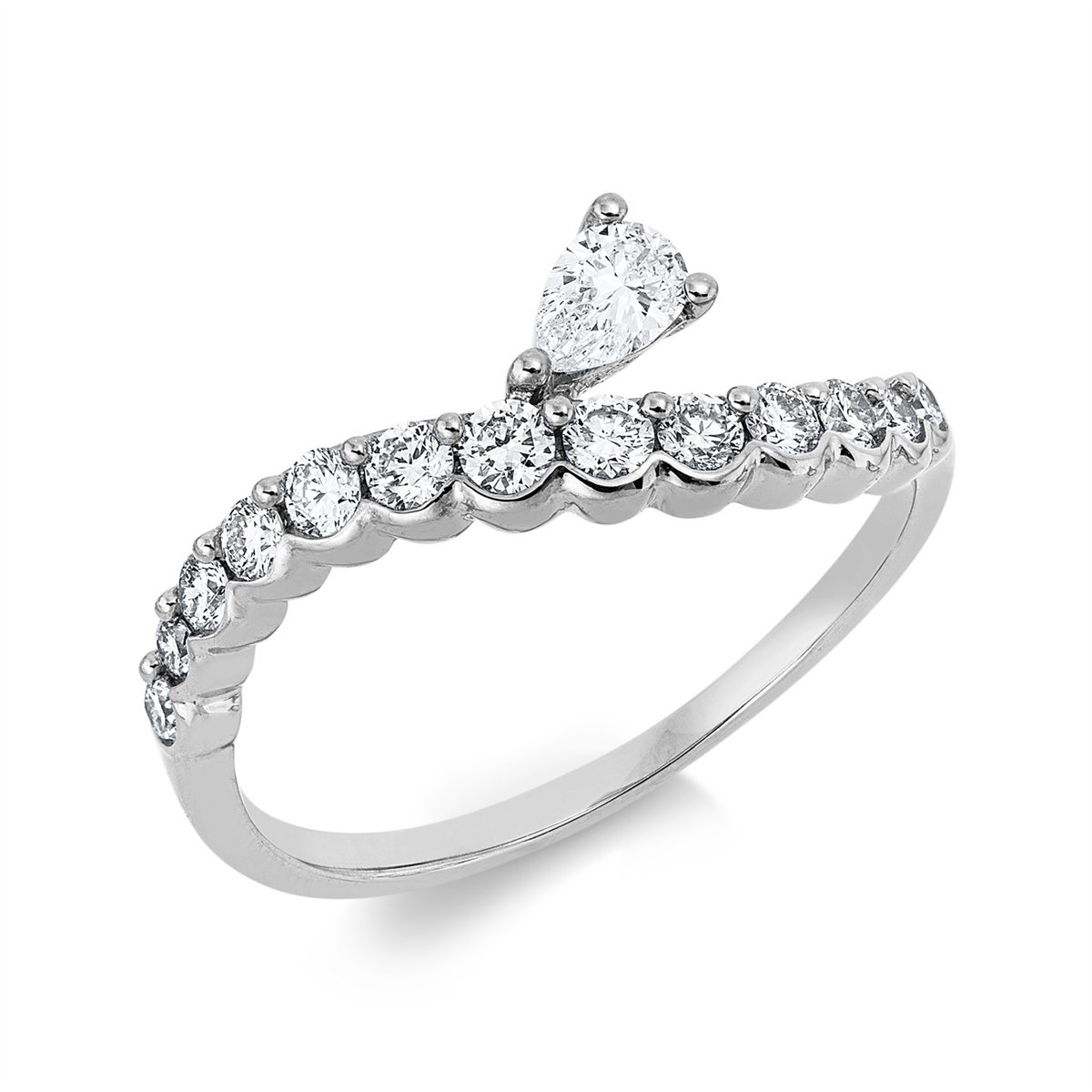diamond full cut modern woman ring in white gold