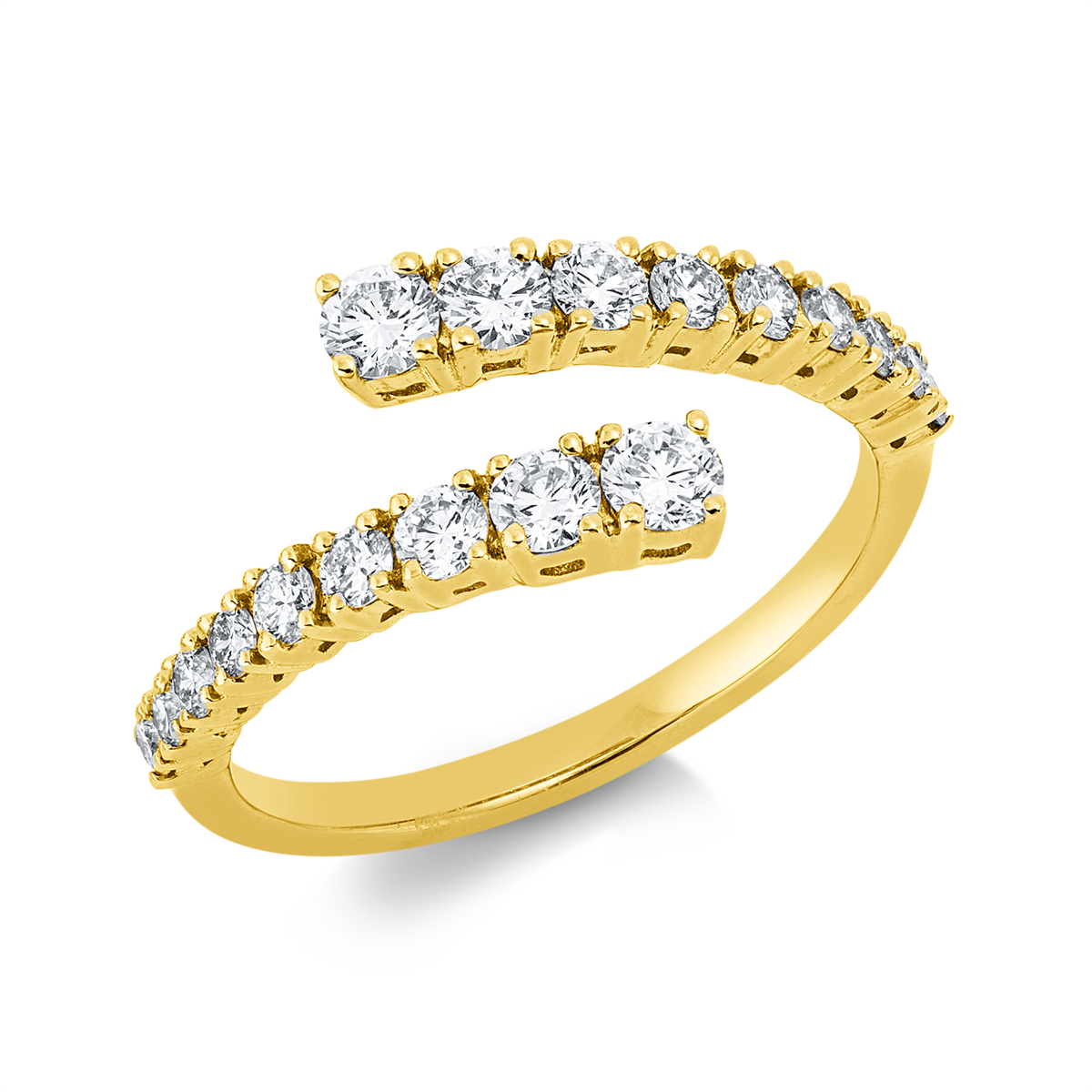 diamond full cut modern woman ring in yellow gold