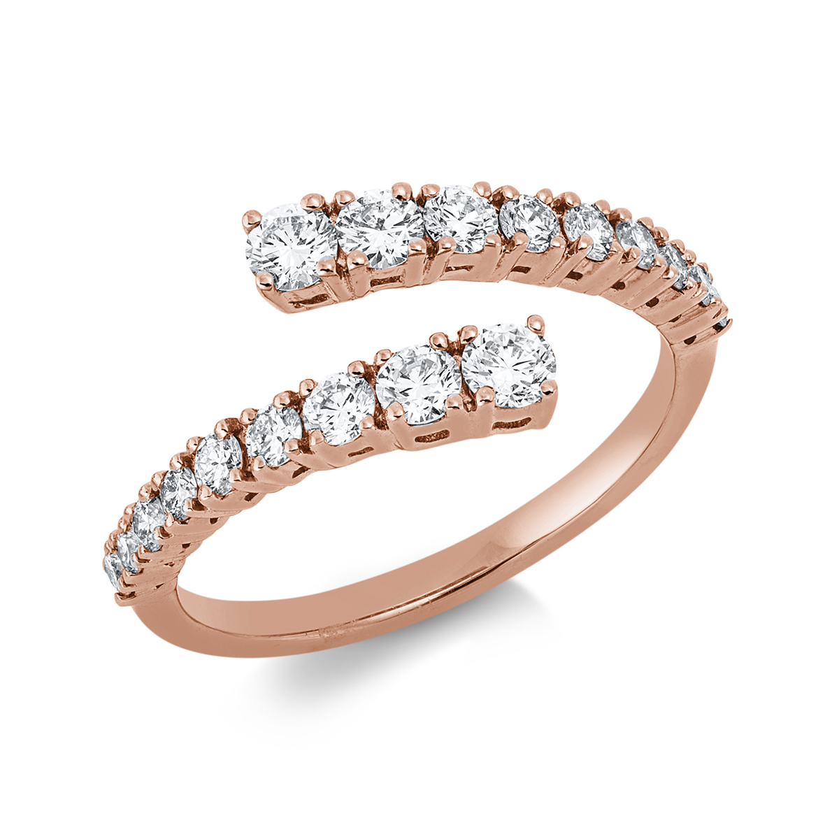 diamond full cut modern woman ring in red gold