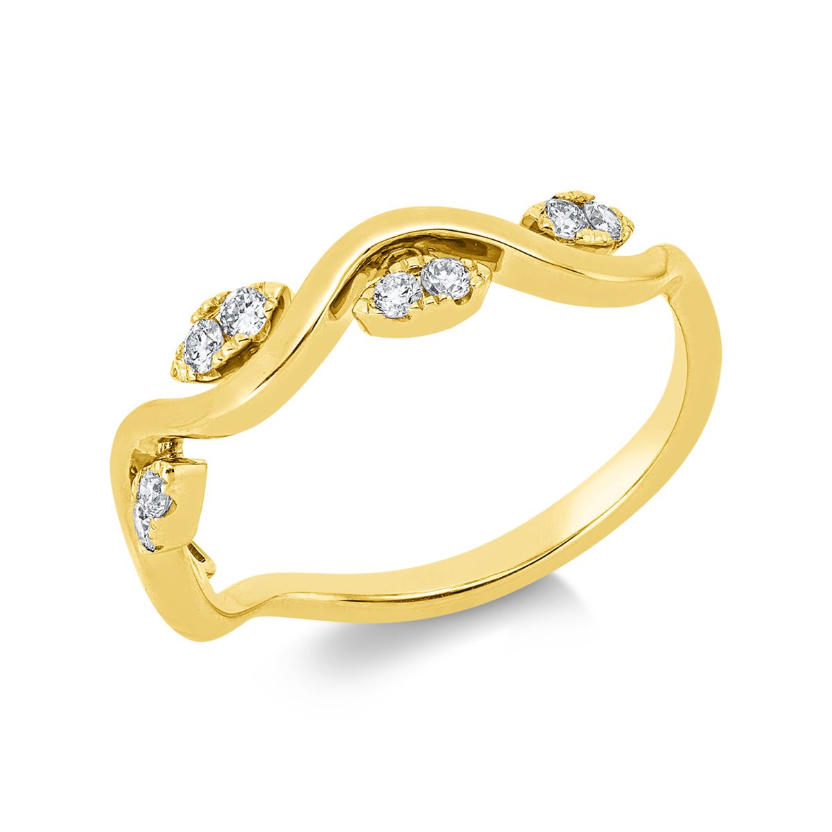 diamond full cut modern woman ring in yellow gold