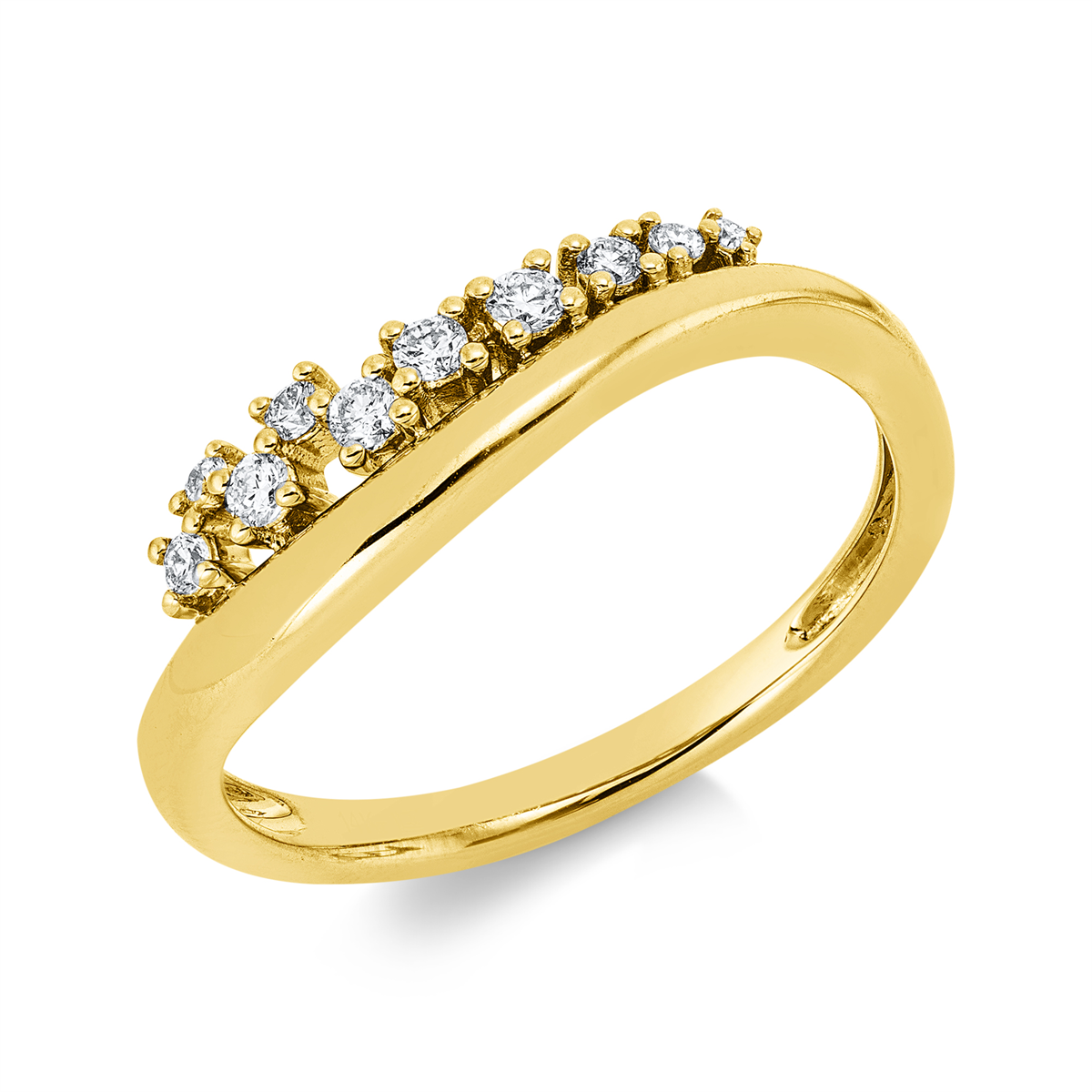 diamond full cut modern woman ring in yellow gold