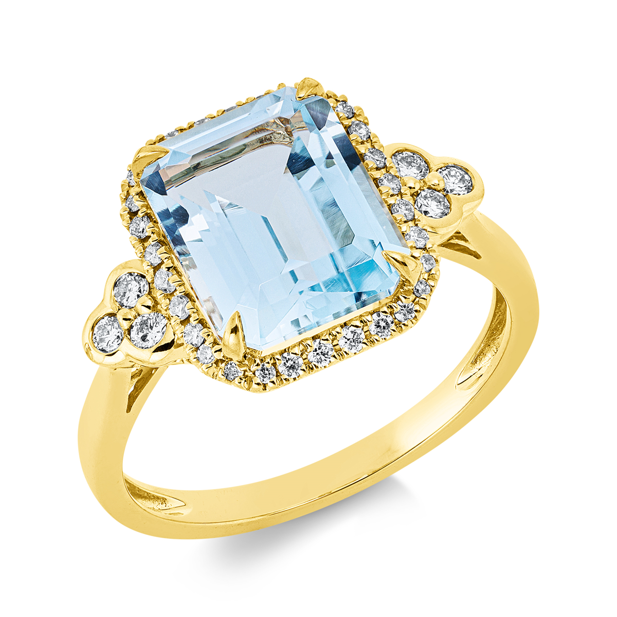 diamond full cut topaz colored stone fashion ring in yellow gold