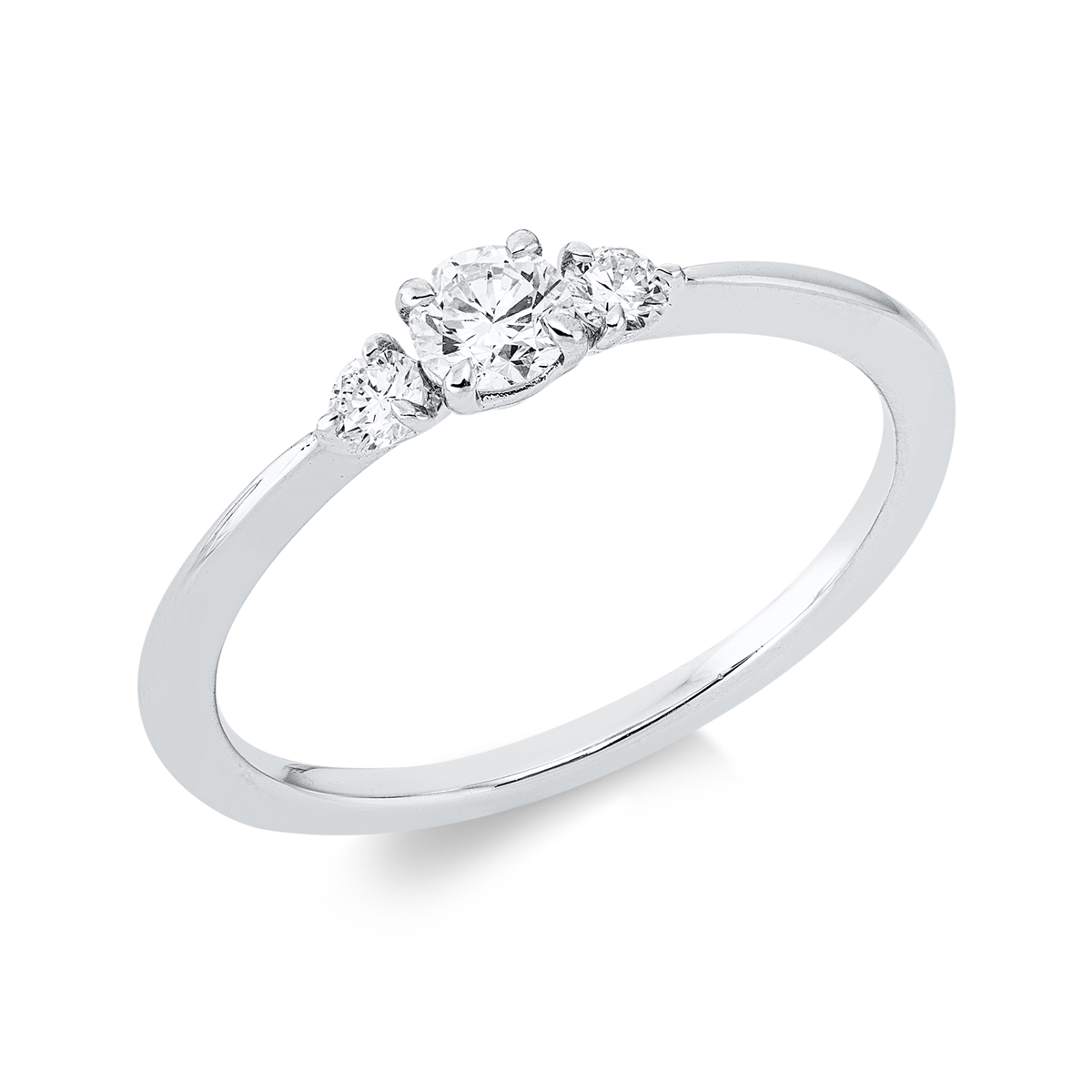 diamond full cut solitaire with accent stones ring in white gold