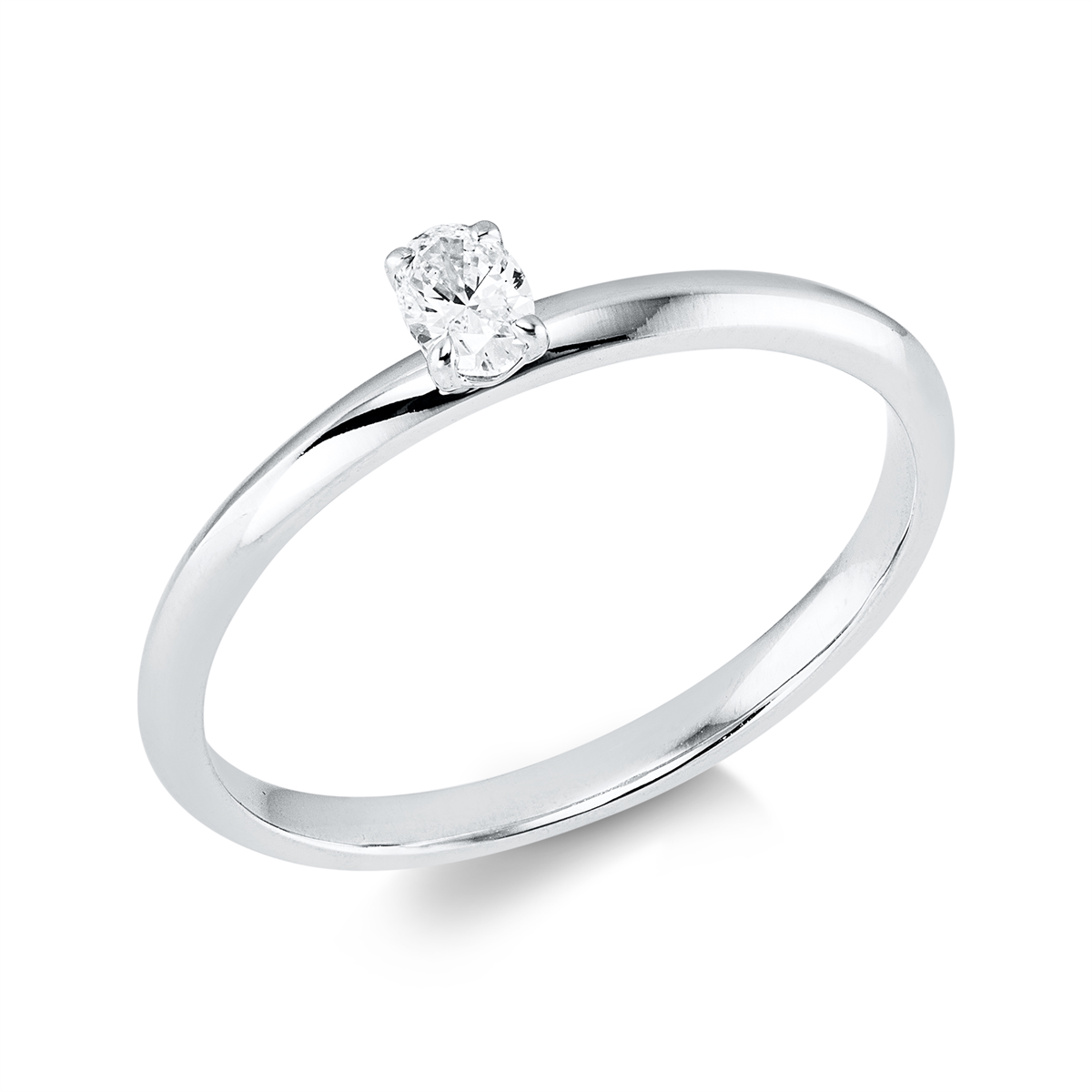 oval solitaire ring in white gold