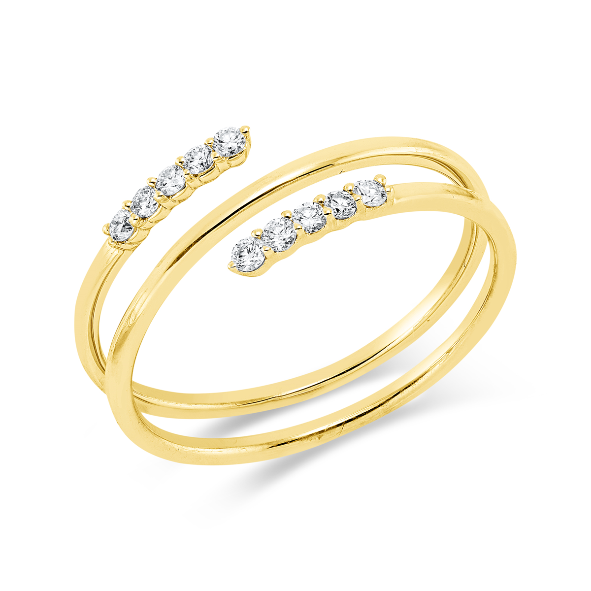 diamond full cut modern woman ring in yellow gold