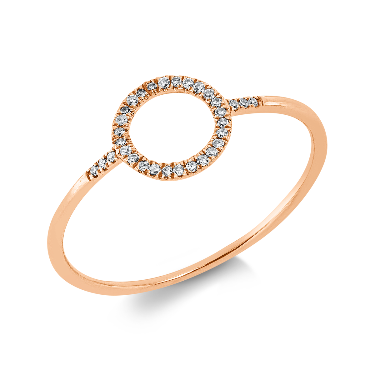 diamond single cut modern woman ring in red gold