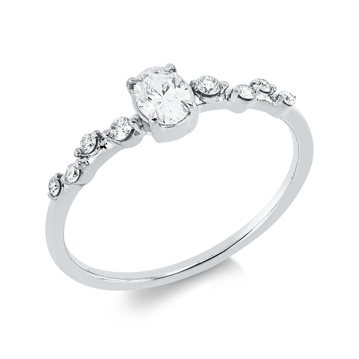 diamond full cut modern woman ring in white gold