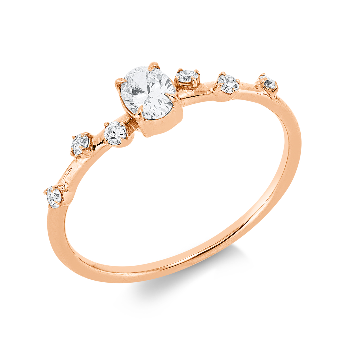 diamond full cut modern woman ring in red gold