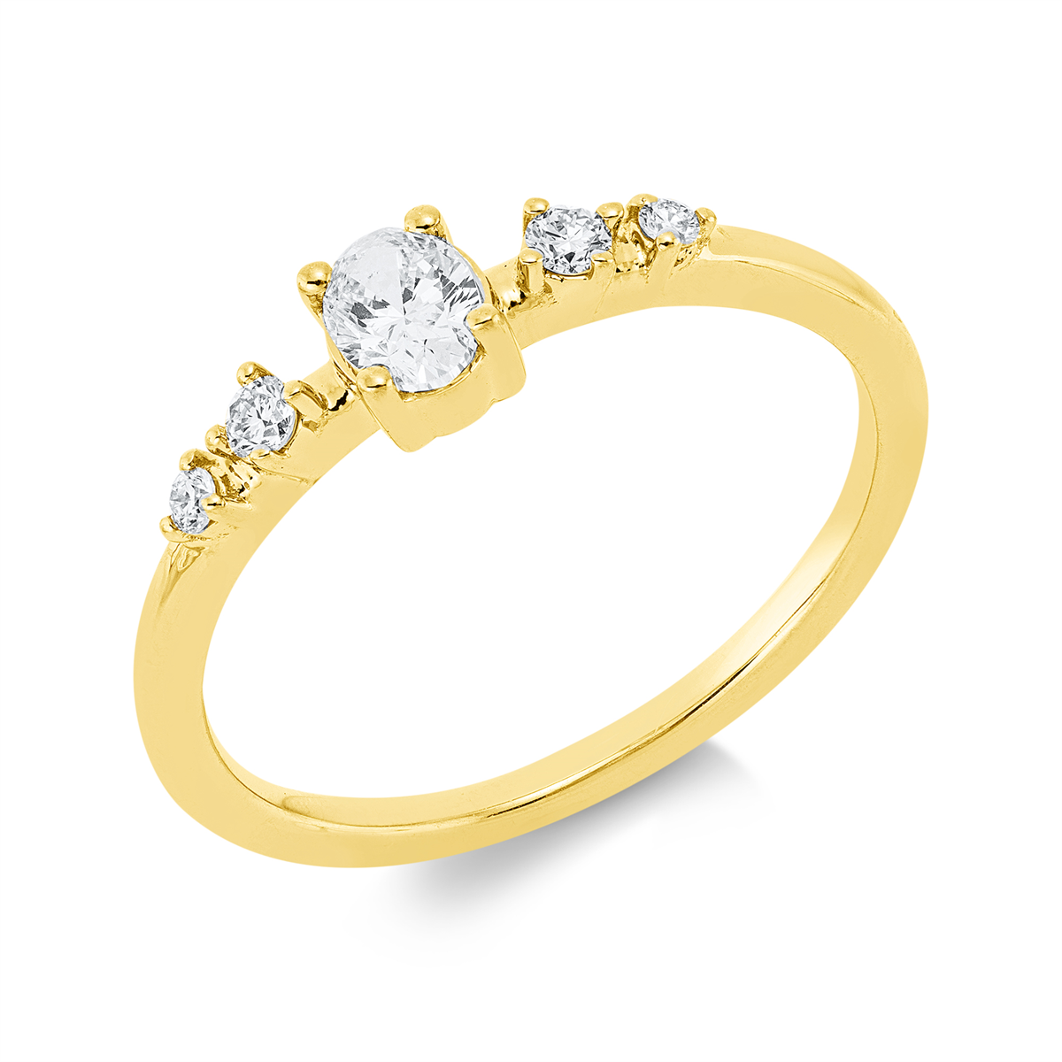 diamond full cut modern woman ring in yellow gold
