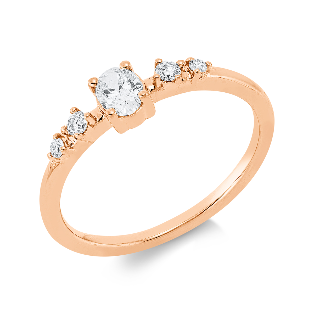 diamond full cut modern woman ring in red gold