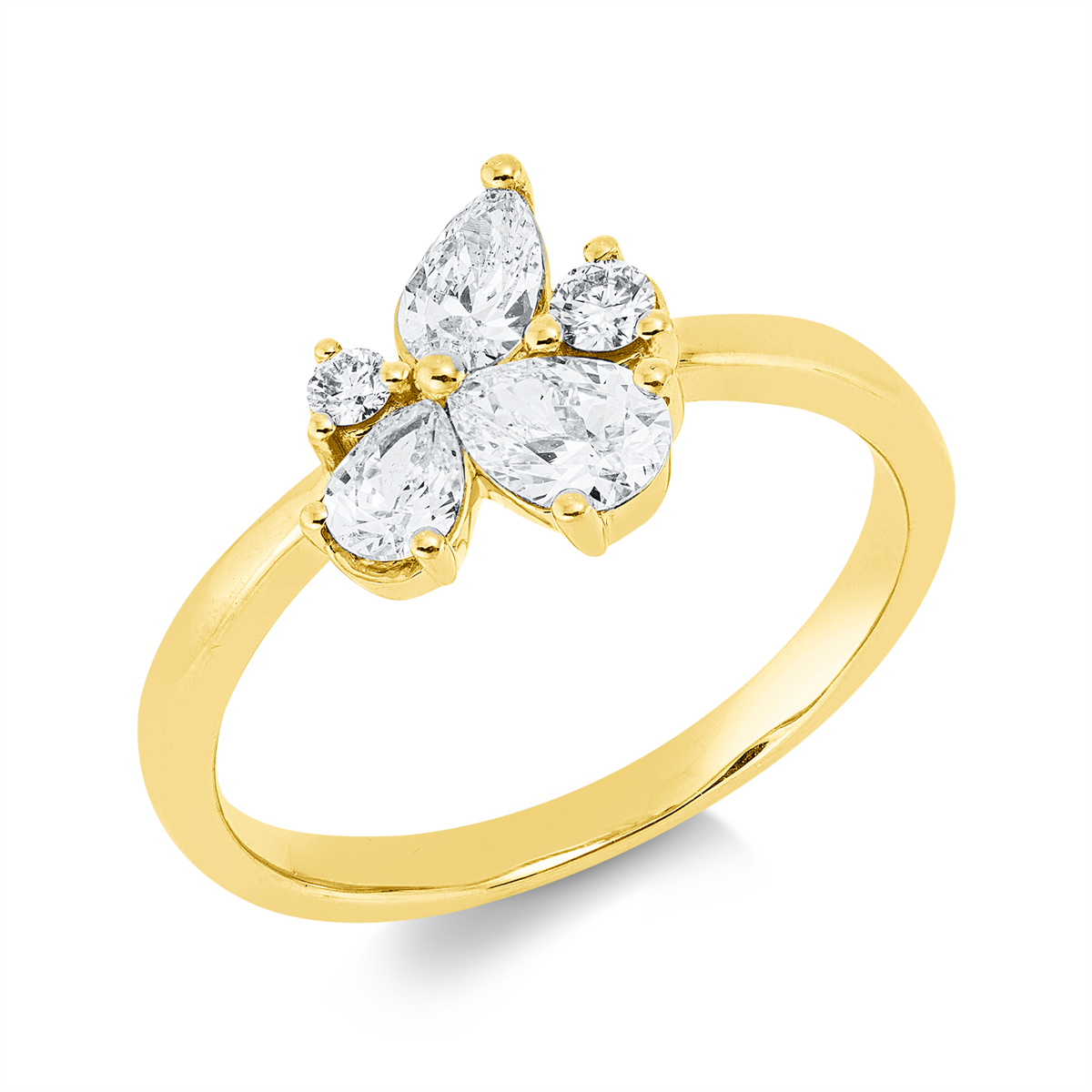 diamond full cut modern woman ring in yellow gold