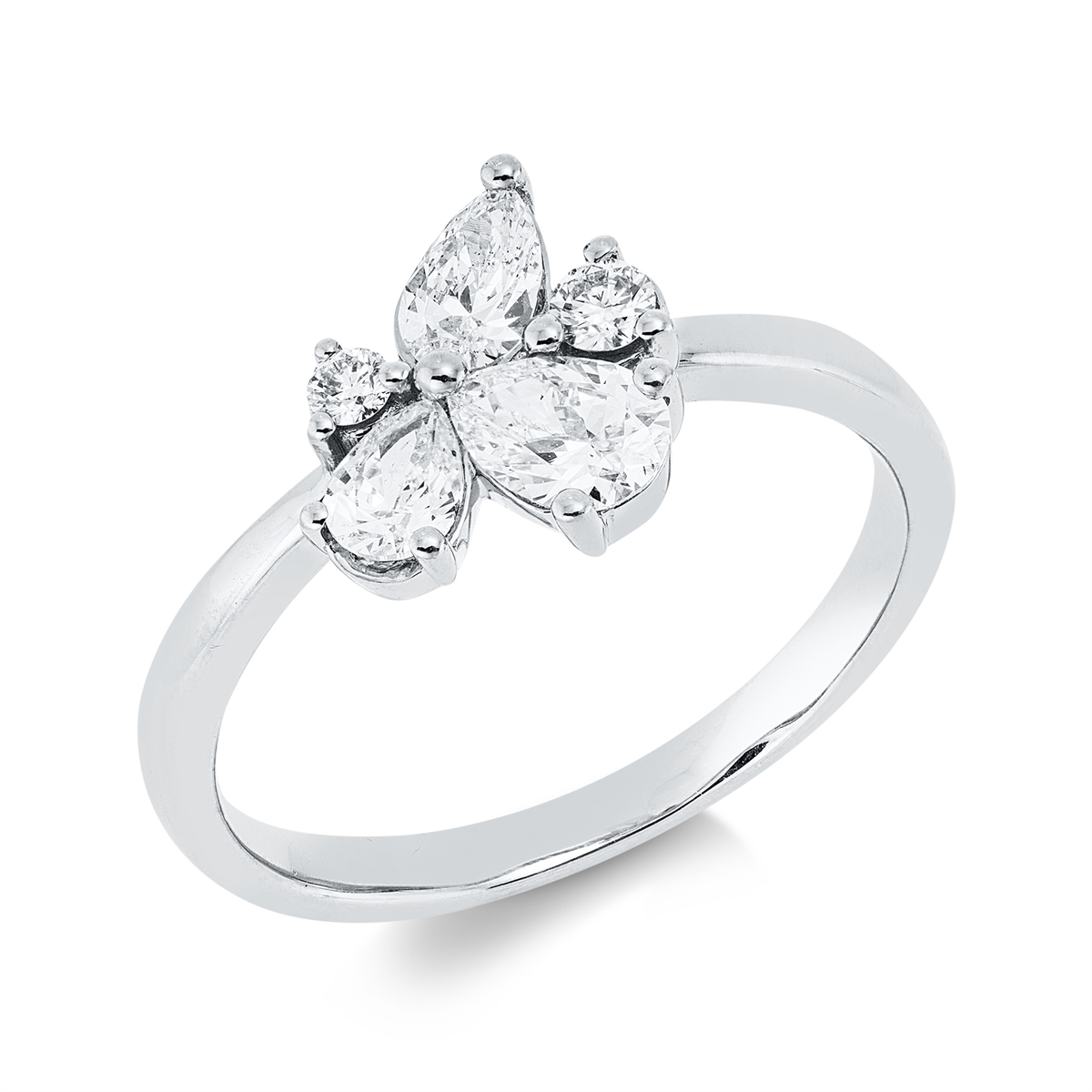 diamond full cut modern woman ring in white gold