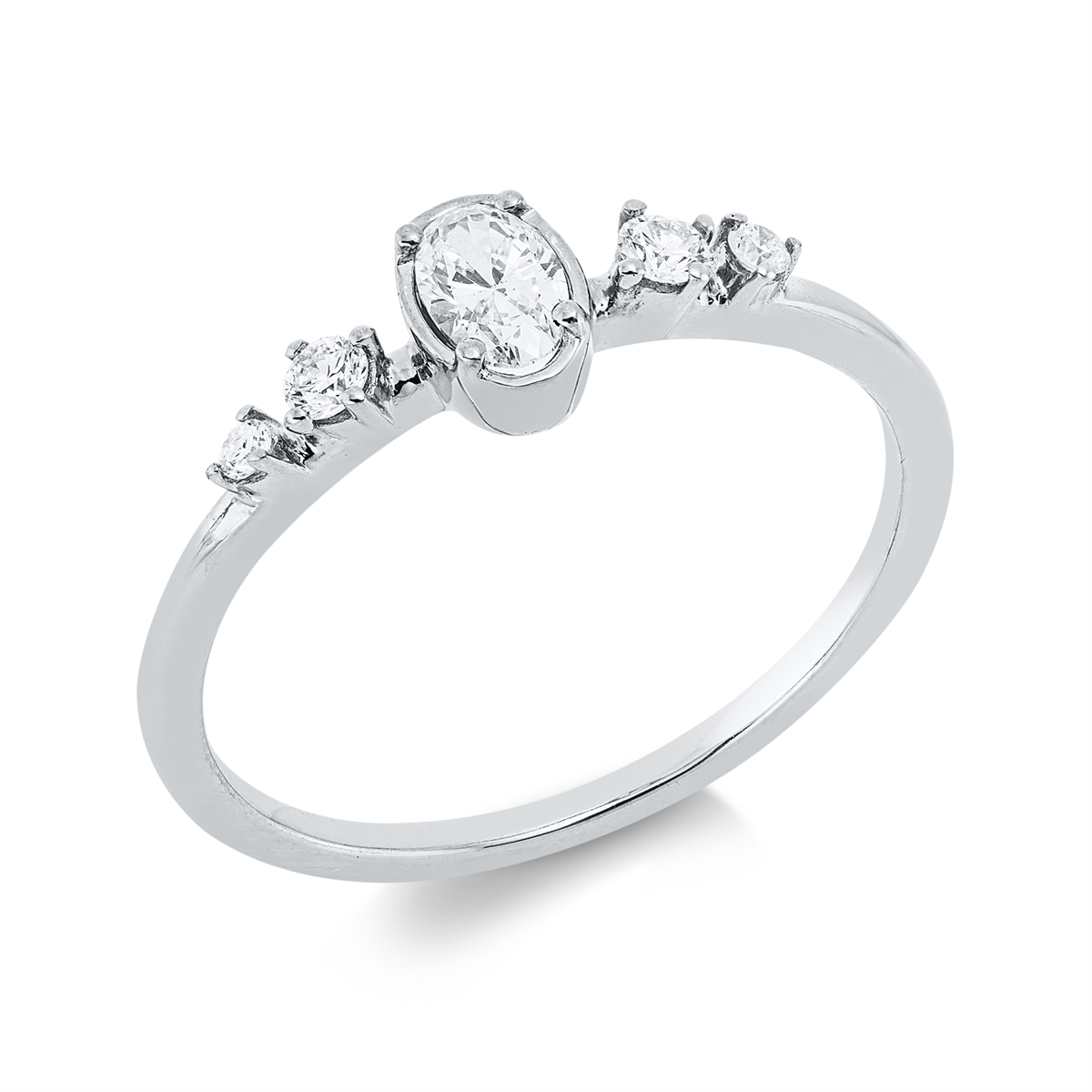 diamond full cut modern woman ring in white gold