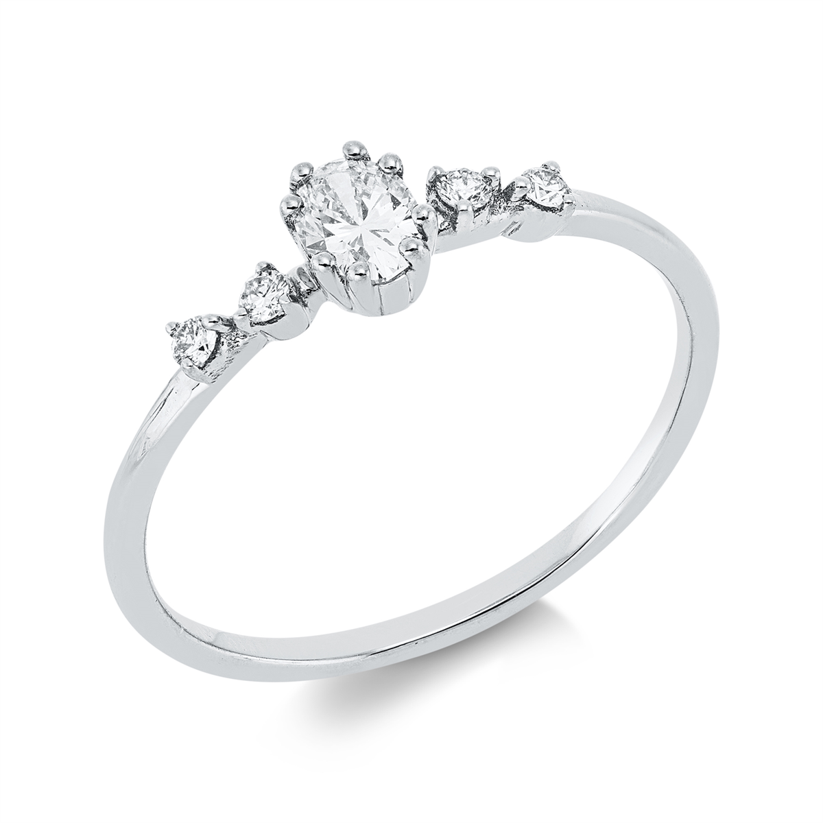 diamond full cut modern woman ring in white gold