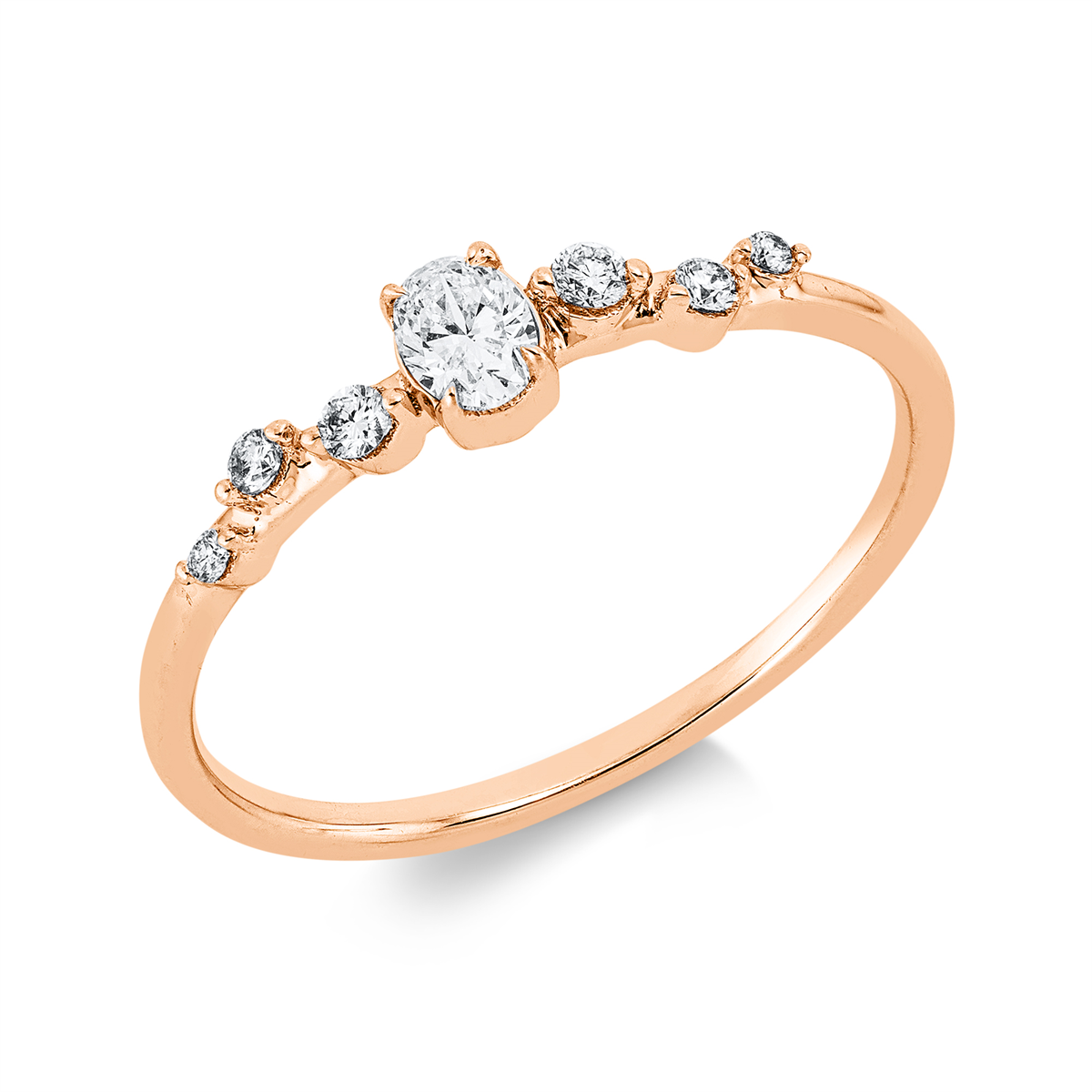 diamond full cut modern woman ring in red gold